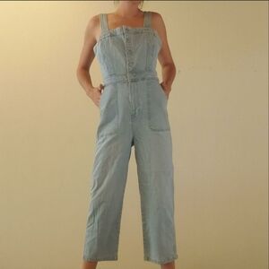 Madewell Blue Chambray Jumpsuit with Cropped Legs